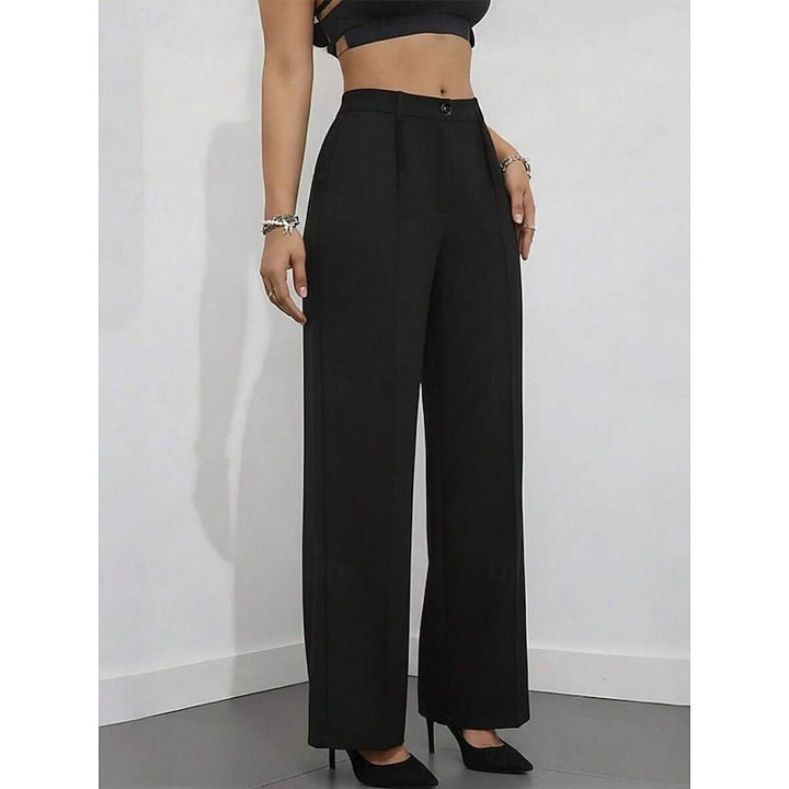 Everyday comfort in elegant high-waist tailored women's trousers, suitable for work and leisure.