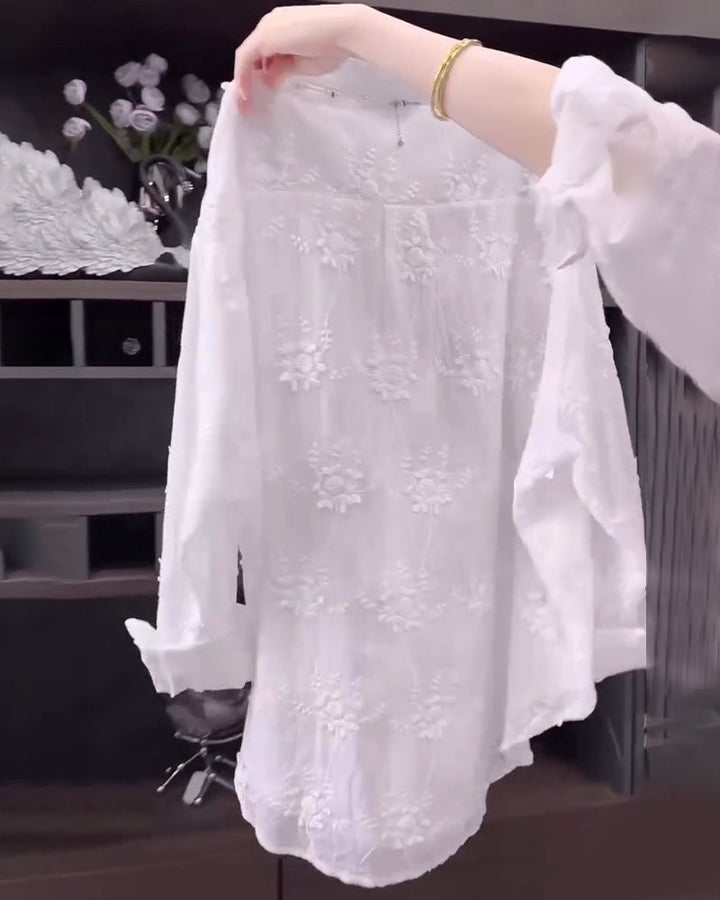 Women's Embroidered Shirt with Dropped Shoulders