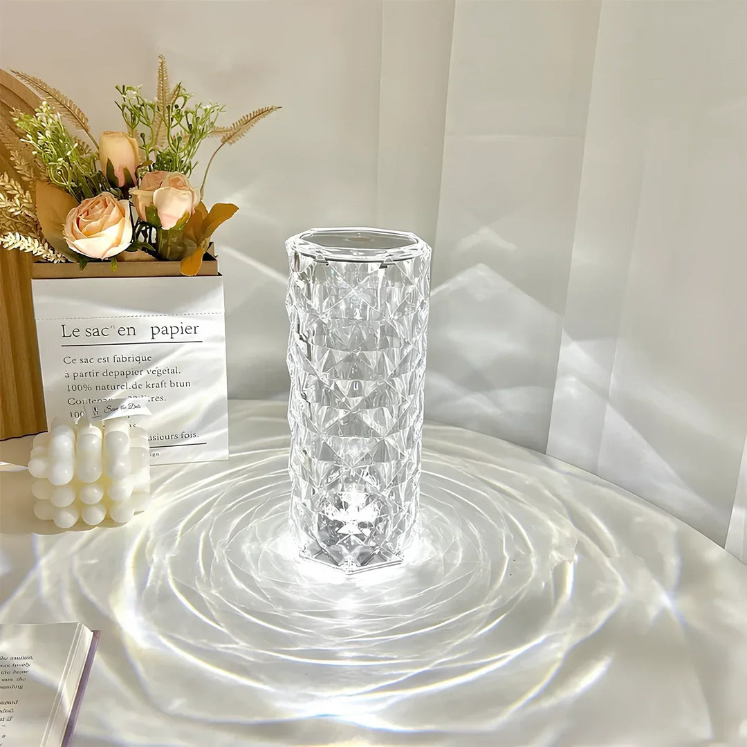 Beautiful crystal accent light, modern design, touch-controlled, ideal for elegant home decor.