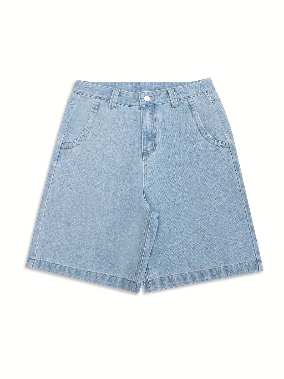 Men's denim Bermuda shorts with elegant floral embroidery, great for relaxed men's fashion.