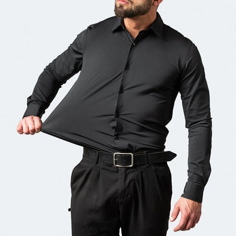 Men's wrinkle-resistant stretch shirt, ideal for smart casual wear & all-day comfort. Long-sleeve button-front design.