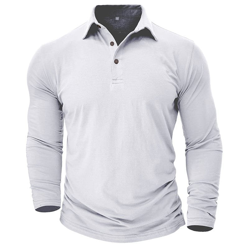 High-quality men's long-sleeve polo shirt, perfect for smart casual versatility.