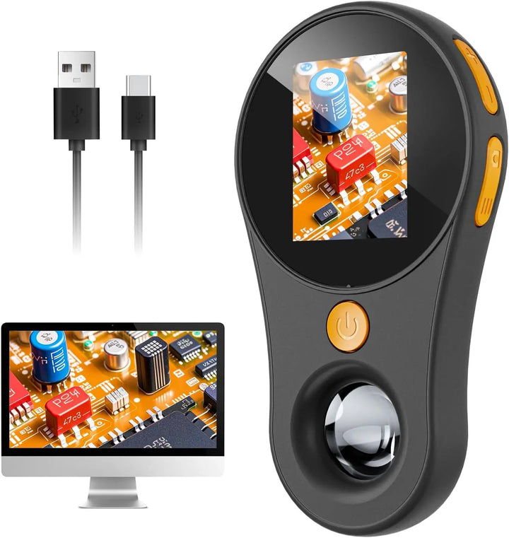 Compact 500X pocket microscope, portable scientific tool for field research & education.