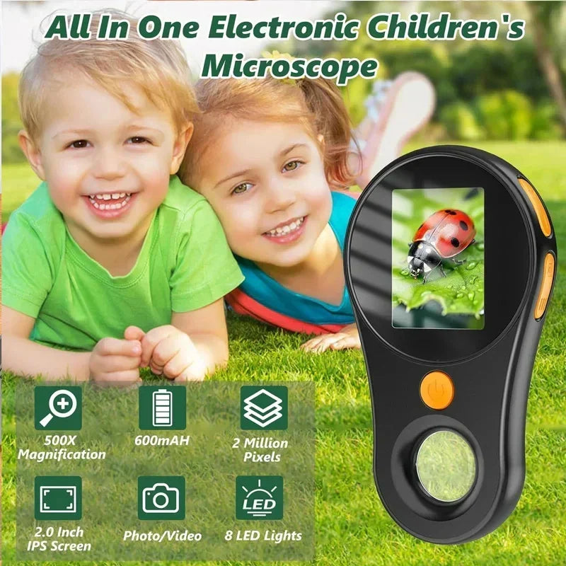 USB digital microscope, 500X magnification, for easy device connection & detailed inspection.