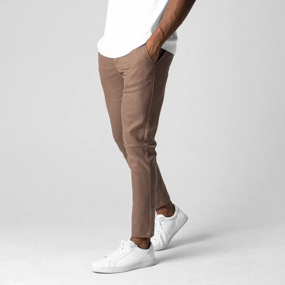 Black everyday chino pants for men, offering a sleek, versatile silhouette.