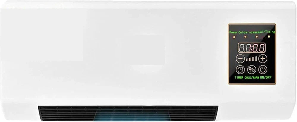 Modern space-saving wall-mounted fan with convenient remote control for indoor use.