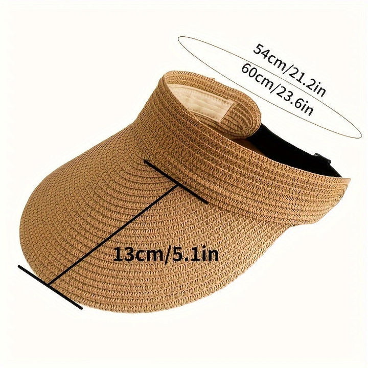 Chic women's foldable sun visor with wide brim. Designed for optimal UV protection & comfortable summer wear.