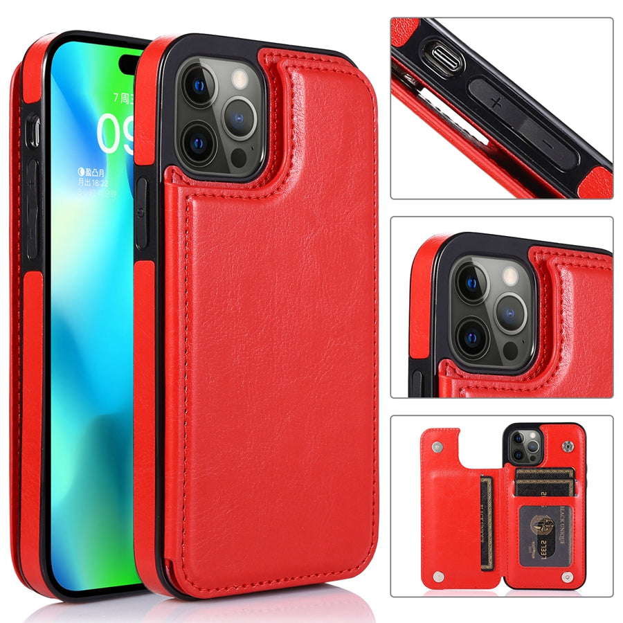 iPhone 16 Pro leather wallet case with card slots and a reliable magnetic closure.