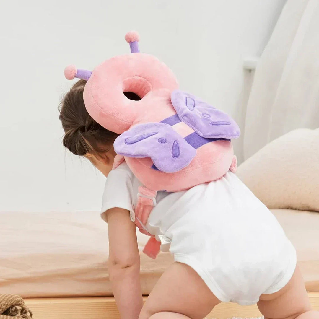 Protective toddler pillow, a soft head safety cushion for babies learning to walk. Unisex infant fall protection gear.