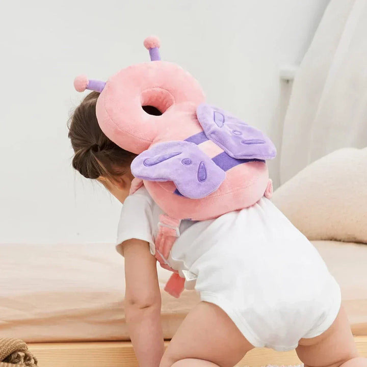 Protective toddler pillow, a soft head safety cushion for babies learning to walk. Unisex infant fall protection gear.