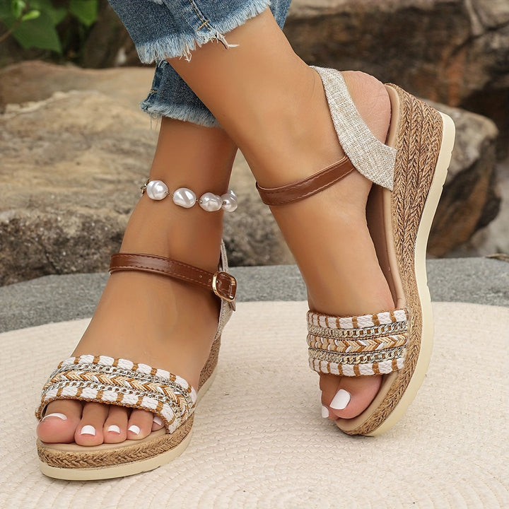 Boho Woven Wedge Sandals - Women's