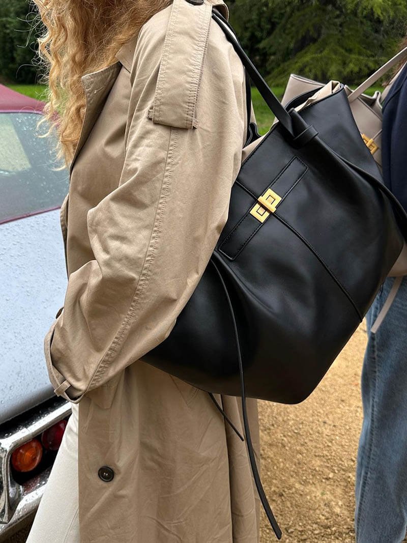 Interior of the Verona Structured Shoulder Bag, showcasing organized compartments for daily essentials.