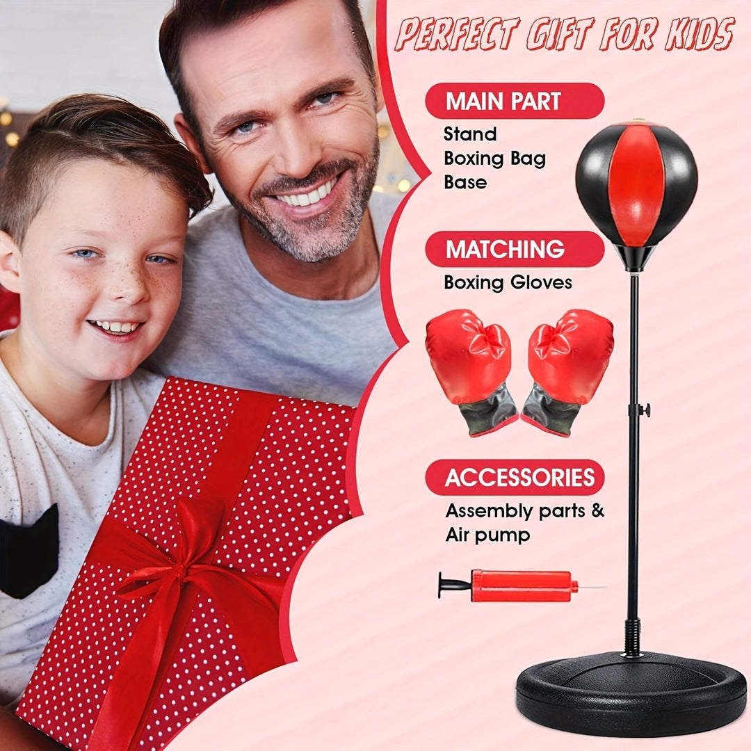 Complete kids' boxing training set, including junior punch bag & gloves, for developing coordination & fitness.