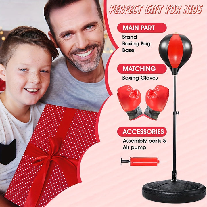 Complete kids' boxing training set, including junior punch bag & gloves, for developing coordination & fitness.