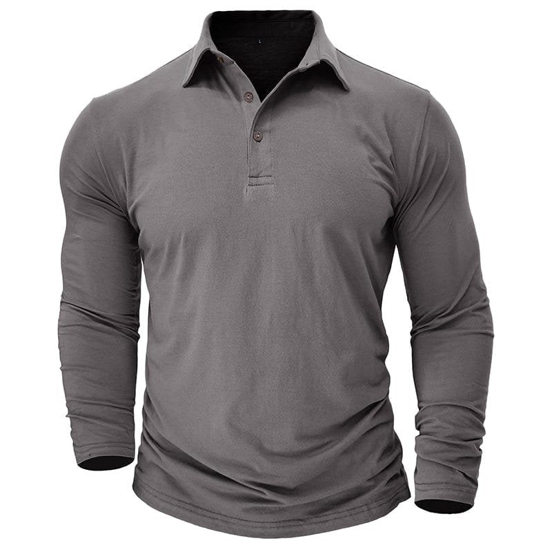 Men's premium long-sleeve polo shirt, tailored fit for smart casual everyday wear.