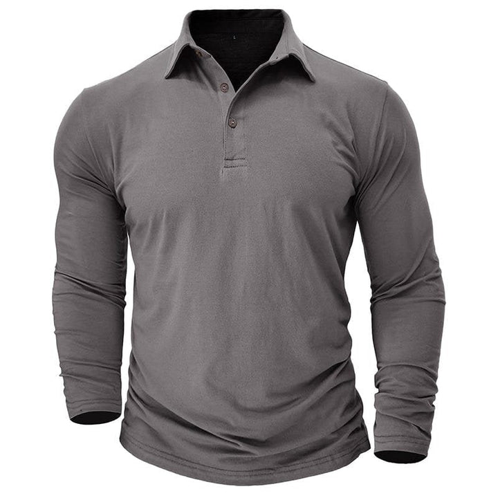 Men's premium long-sleeve polo shirt, tailored fit for smart casual everyday wear.