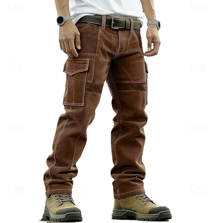 Durable men's cargo pants with multiple pockets, relaxed fit for comfort & function.
