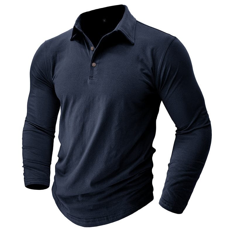 Men's premium long-sleeve polo shirt, tailored for an impeccable smart casual fit.