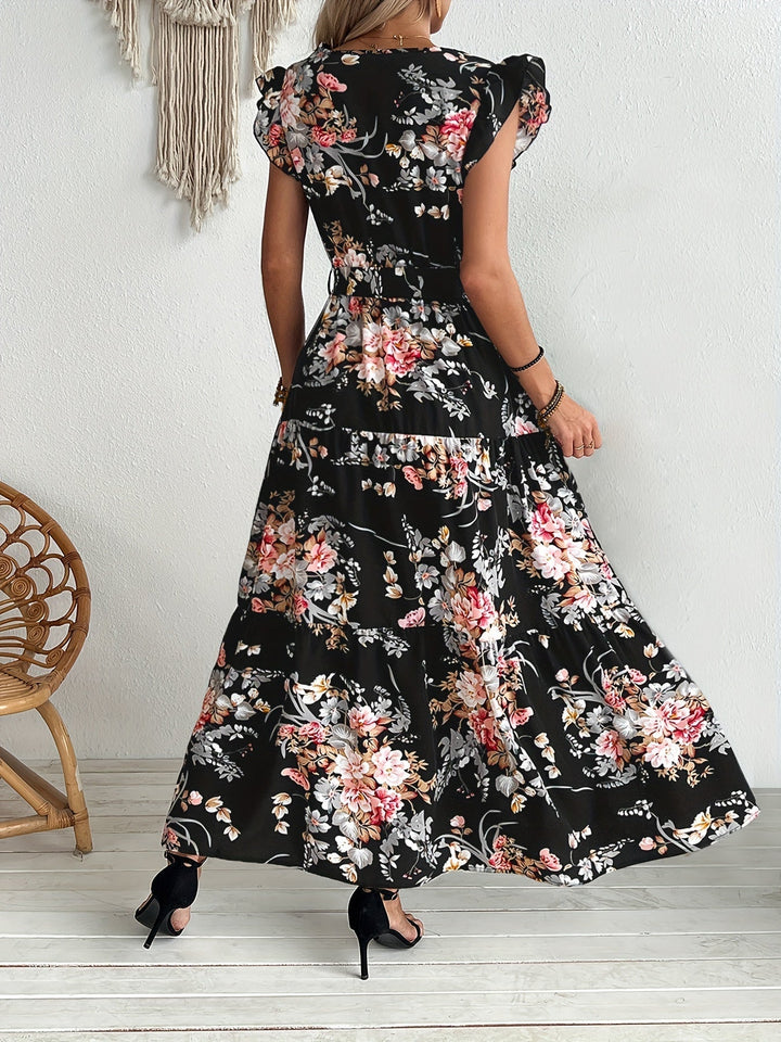 Floral Belted Swing Dress