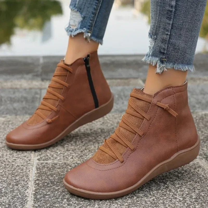 Autumn fashion women's ankle boots: easy-zip for bunion relief & wide toe comfort. Casual & practical.