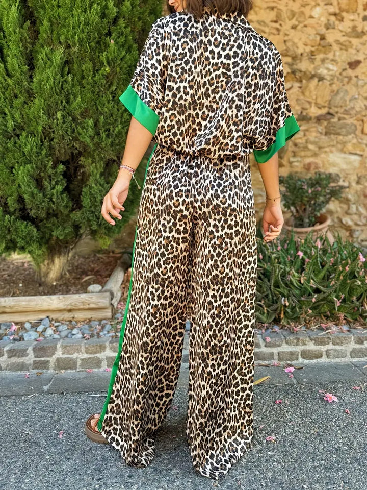 Women's Fluid Leopard Print Wide Ensemble