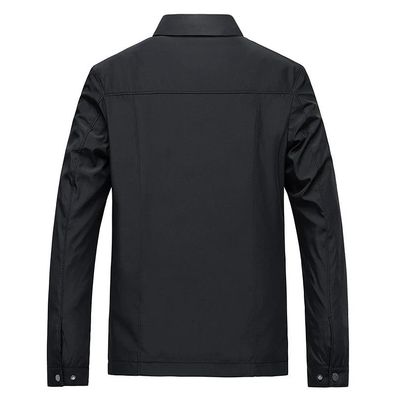 Versatile men's lightweight waterproof jacket for all seasons. Perfect casual outerwear for rain, travel & outdoor.