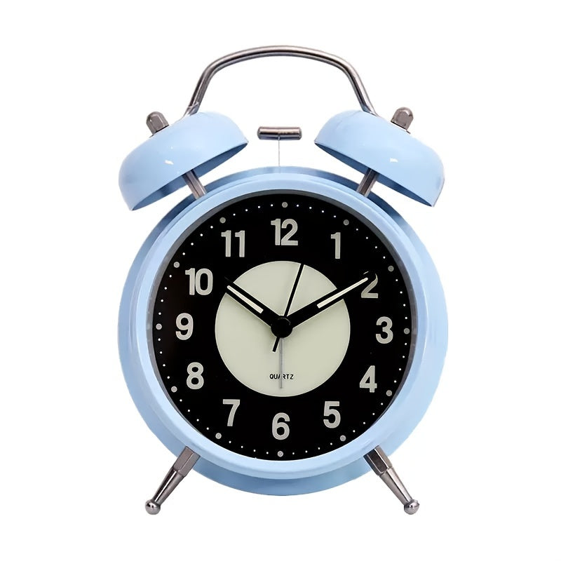 Modern black metal luminous alarm clock, perfect for heavy sleepers. Silent operation & sleek design enhances any bedroom or office.