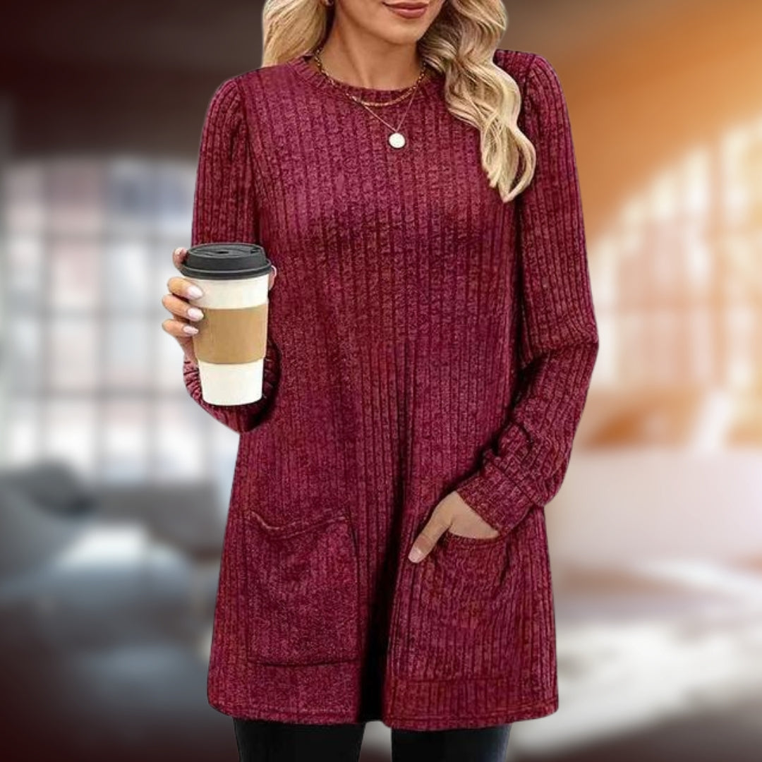 Warm & elegant women's long sleeve pullover sweater. Essential chic knitwear for cool autumn & winter days.