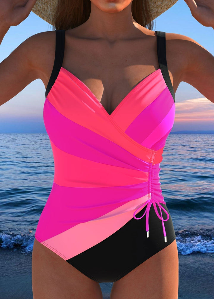 Women's Surplice One-Piece Swimsuit with Print