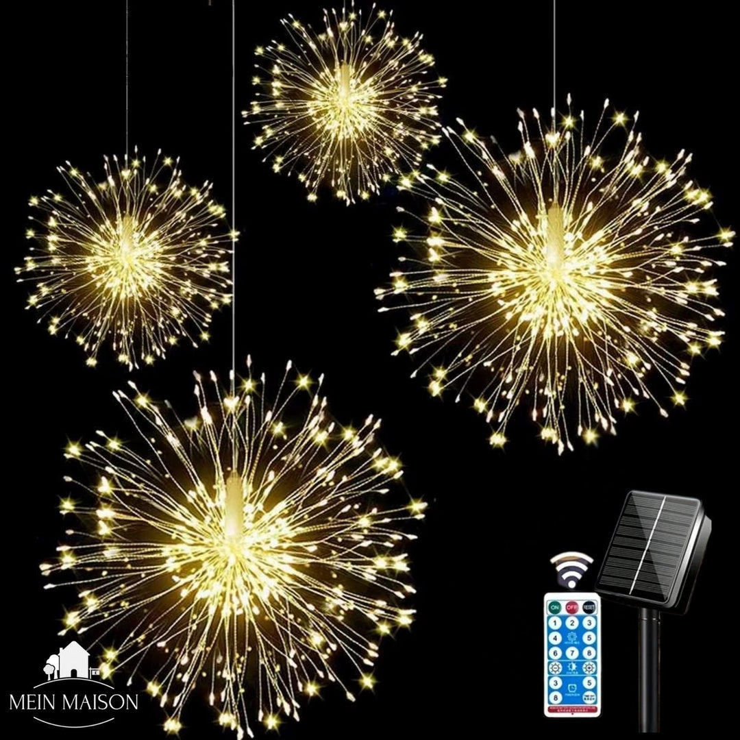 Remote-controlled solar string lights bringing vibrant light to outdoor spaces, ideal for evening gatherings.
