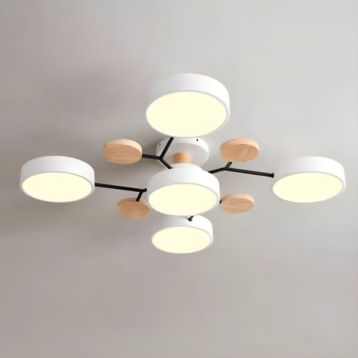 Energy-efficient modern LED ceiling lamp, macaron metal design, perfect for stylish living rooms.