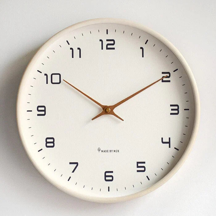 Modern Scandinavian minimalist wall clock, silent. Contemporary timepiece for stylish home or office decor.