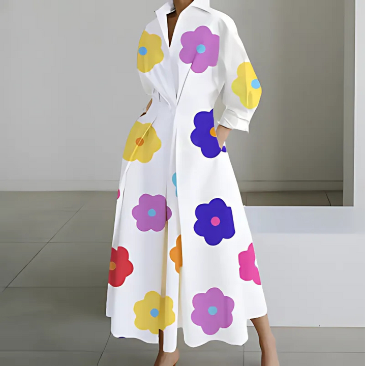 Versatile women's long wrap dress with lapel, an elegant and comfortable maxi style for any event.