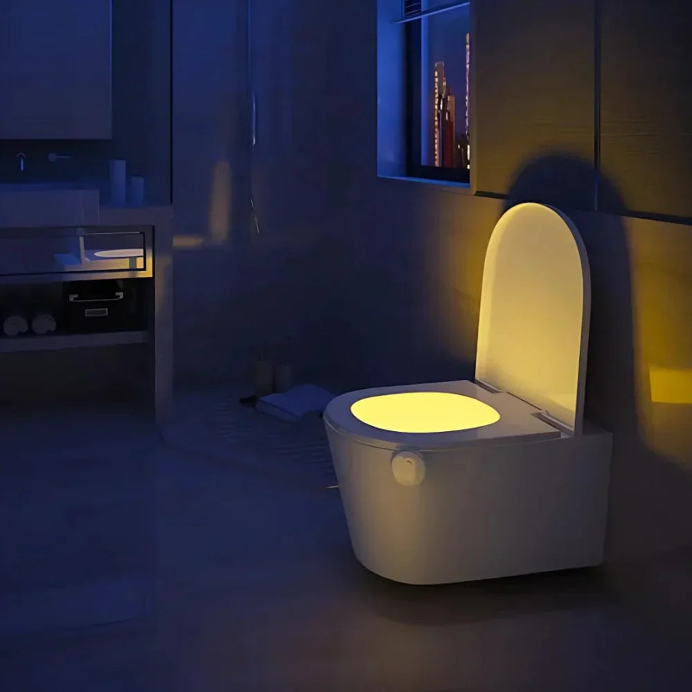 Motion sensor color-changing LED toilet night light illuminates your bathroom for easy, smart navigation. Easy install.