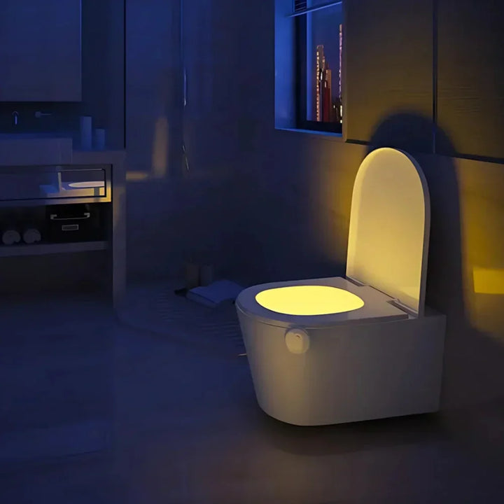 Motion sensor color-changing LED toilet night light illuminates your bathroom for easy, smart navigation. Easy install.