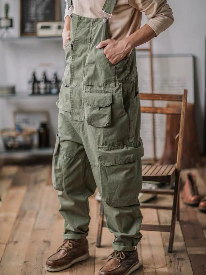 Men's durable cotton blend utility overalls, perfect for work & casual weekend style.
