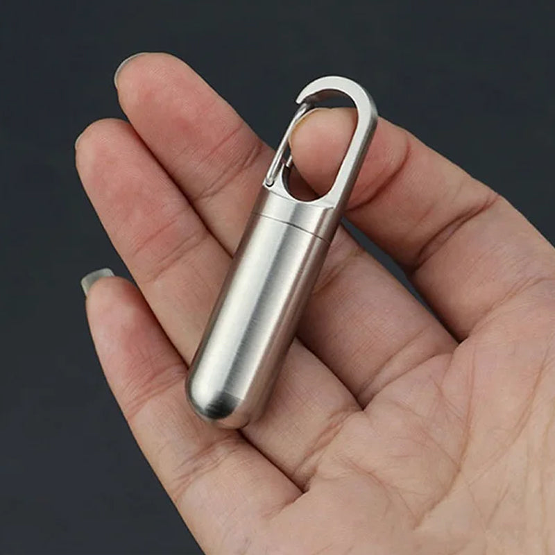 Unisex waterproof stainless steel pill box, a daily medication organizer on-the-go.