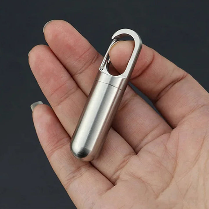 Unisex waterproof stainless steel pill box, a daily medication organizer on-the-go.