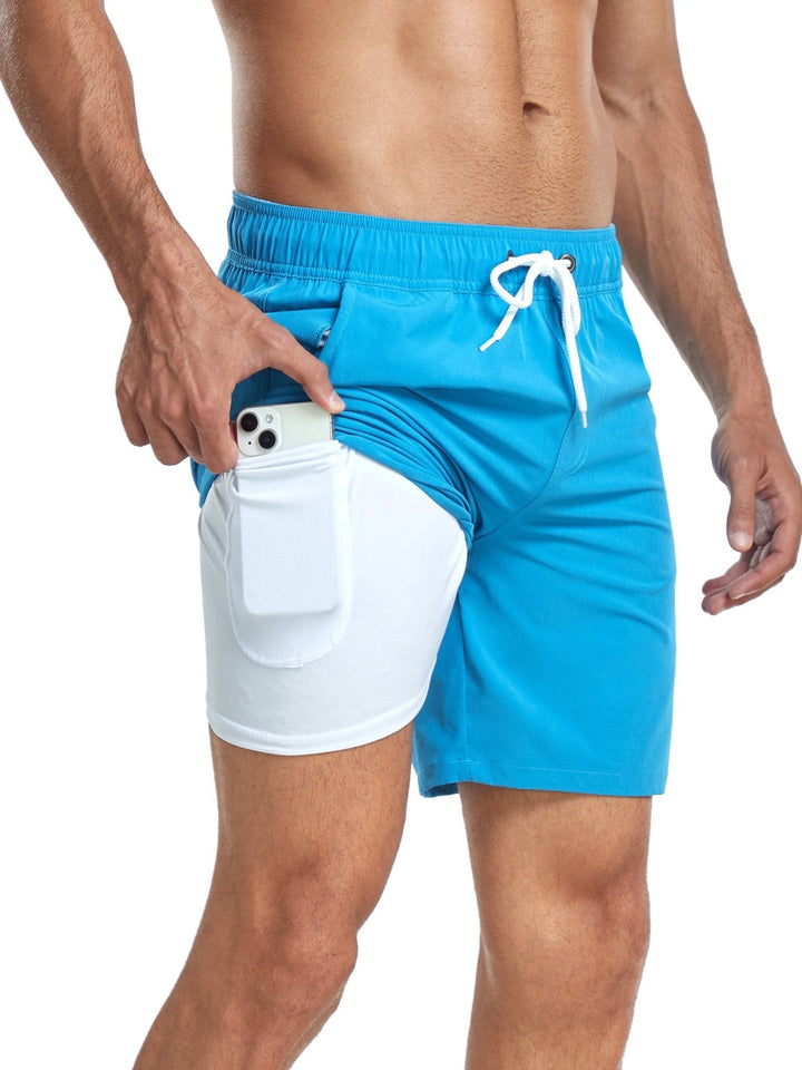 Sporty men's quick-dry swim shorts, great for swimming, surfing & beach sports.