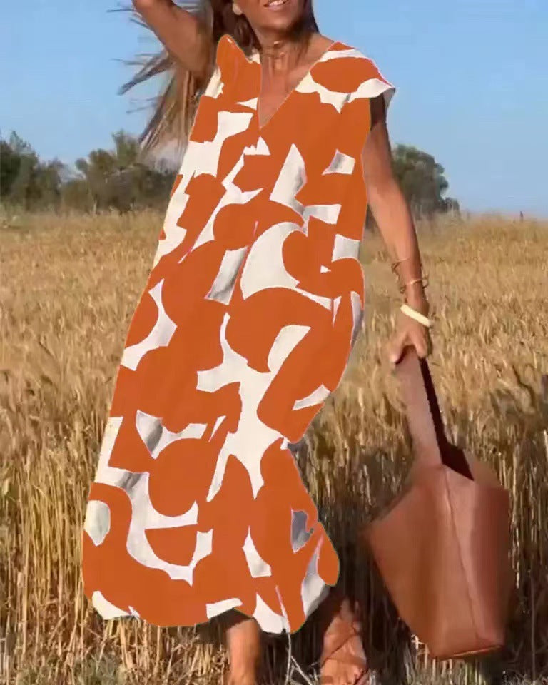 Women's Modern Print Maxi Dress