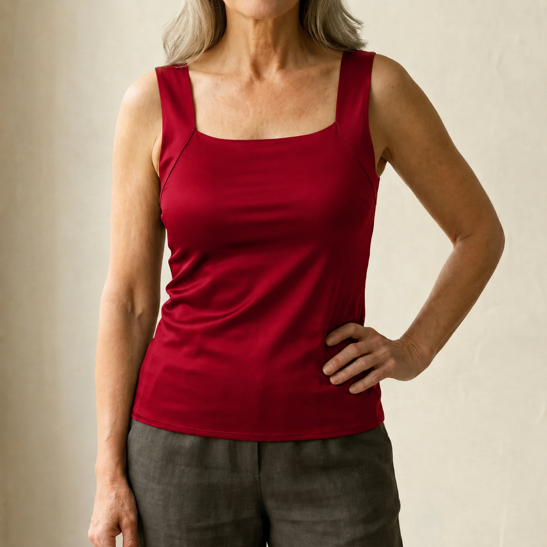 Light blue women's built-in bra support tank, designed for everyday and active wear.