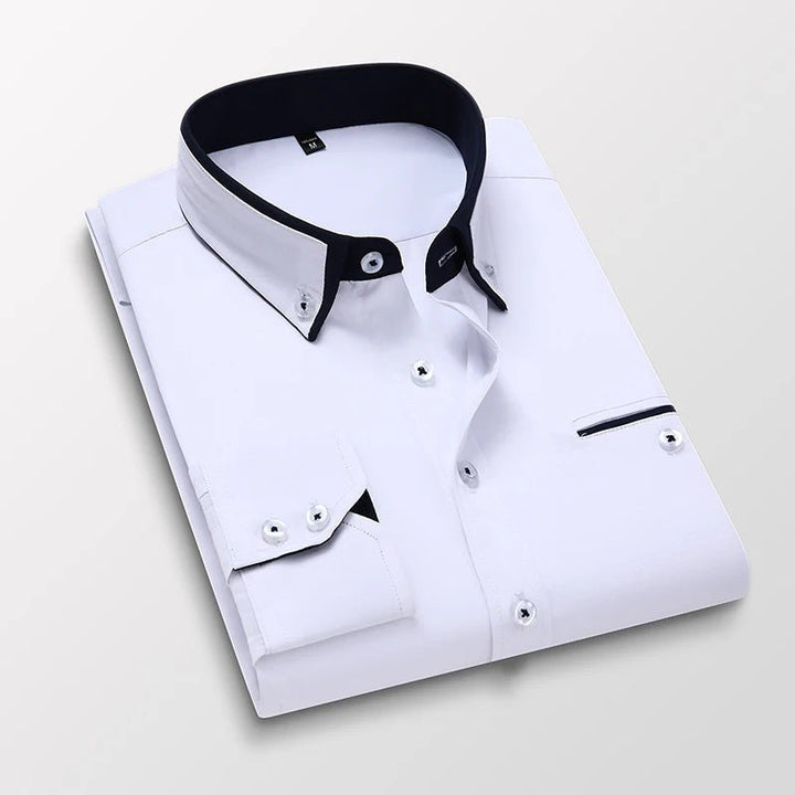 Versatile men's fashion shirt. Long-sleeve button-up with contrast detail, ideal for everyday wear & refined style.