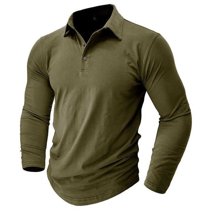 Fashionable men's long-sleeve polo, ideal for a smart casual yet comfortable style.