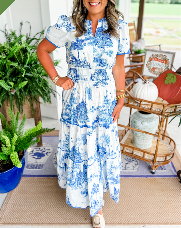Women's Button-Front Tiered Midi Dress