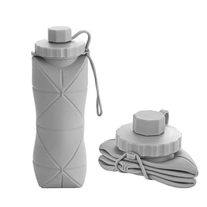 Unisex collapsible silicone water bottle, 20 fl oz, ideal for travel, gym, and outdoor sports.
