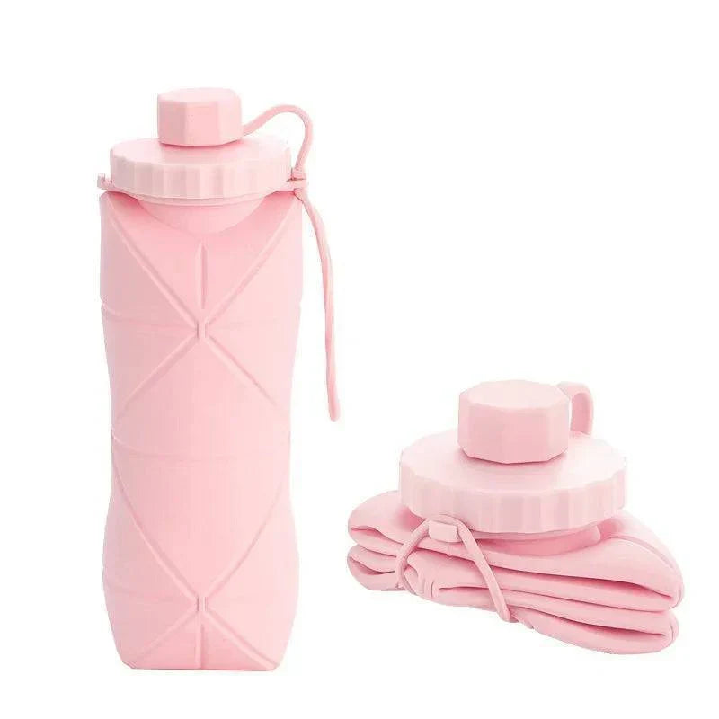 Portable 20 fl oz collapsible silicone water bottle for eco-friendly hydration on the go.