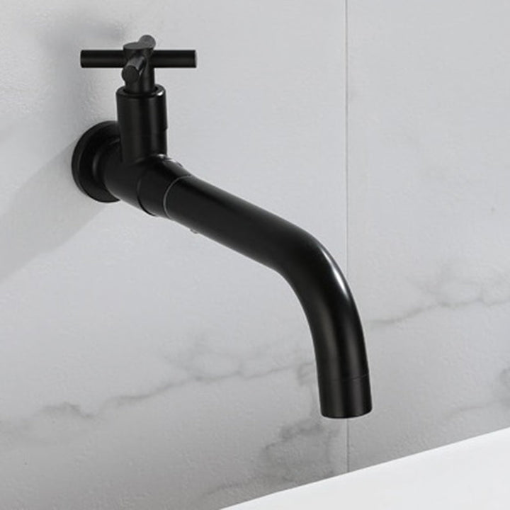 Contemporary white single-lever wall-mounted basin tap, clean look.