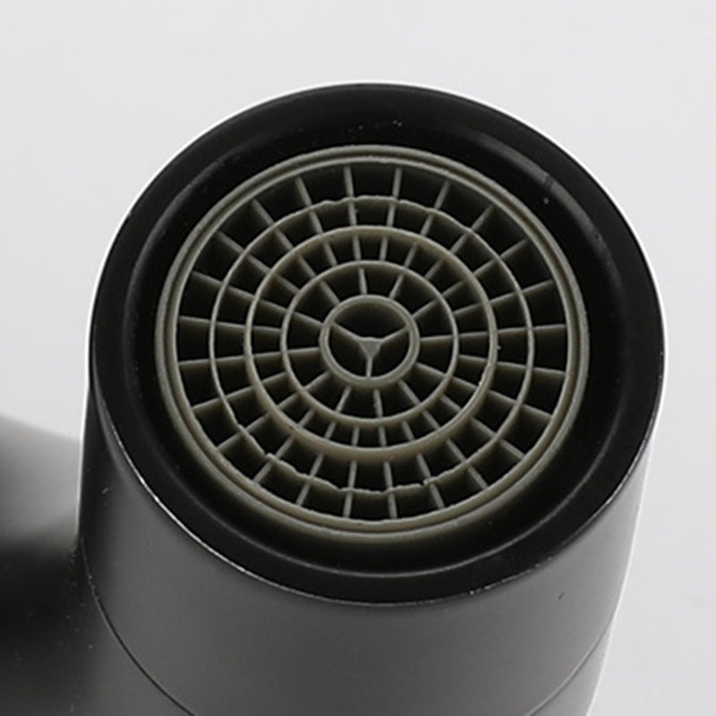 Black modern single-lever wall-mounted bathroom faucet for basins.