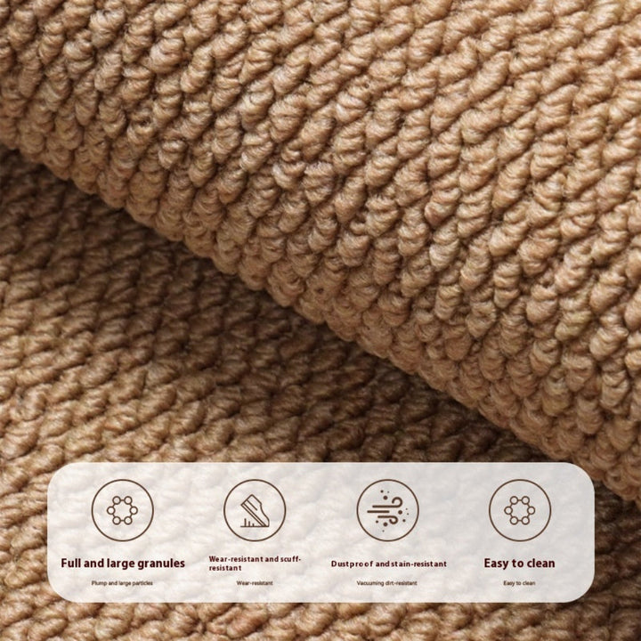 Modern cuttable luxury floor mat in beige. Soft rectangular entrance rug, suitable for custom home decor.