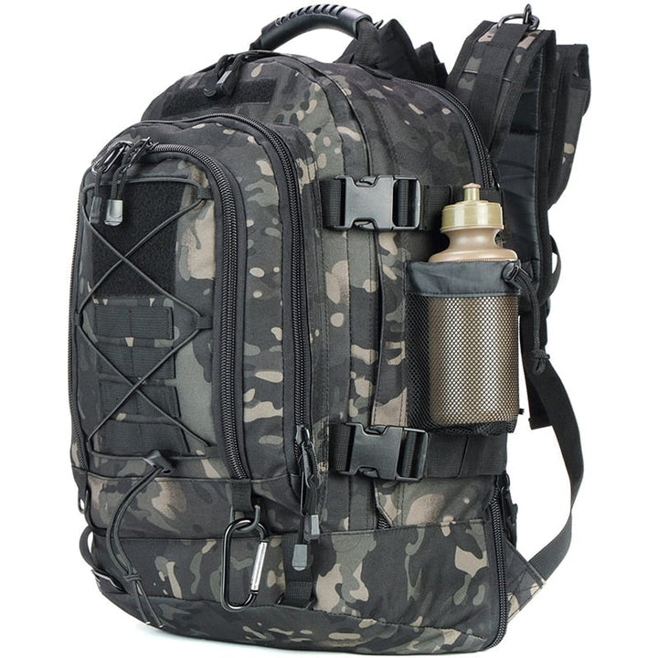 Versatile unisex 60L tactical rucksack for outdoor travel, extensive camping, & hiking gear.